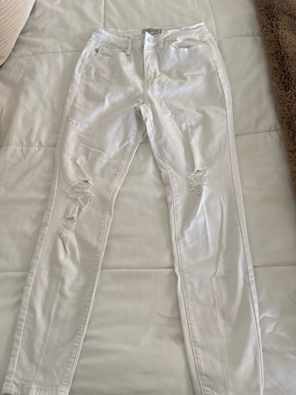 Judy Blue White Distressed Skinny Jeans
